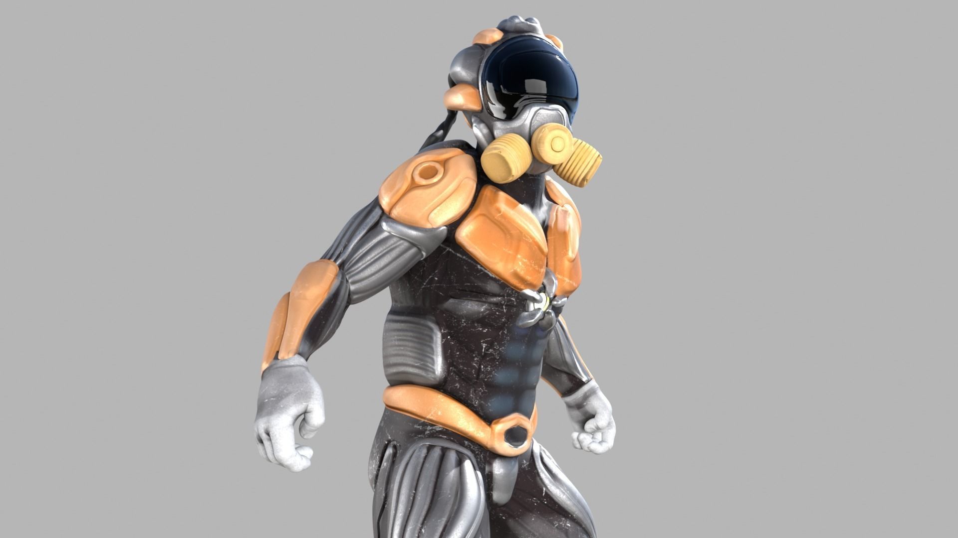 Sci fi warrior Low-poly 3D model_1