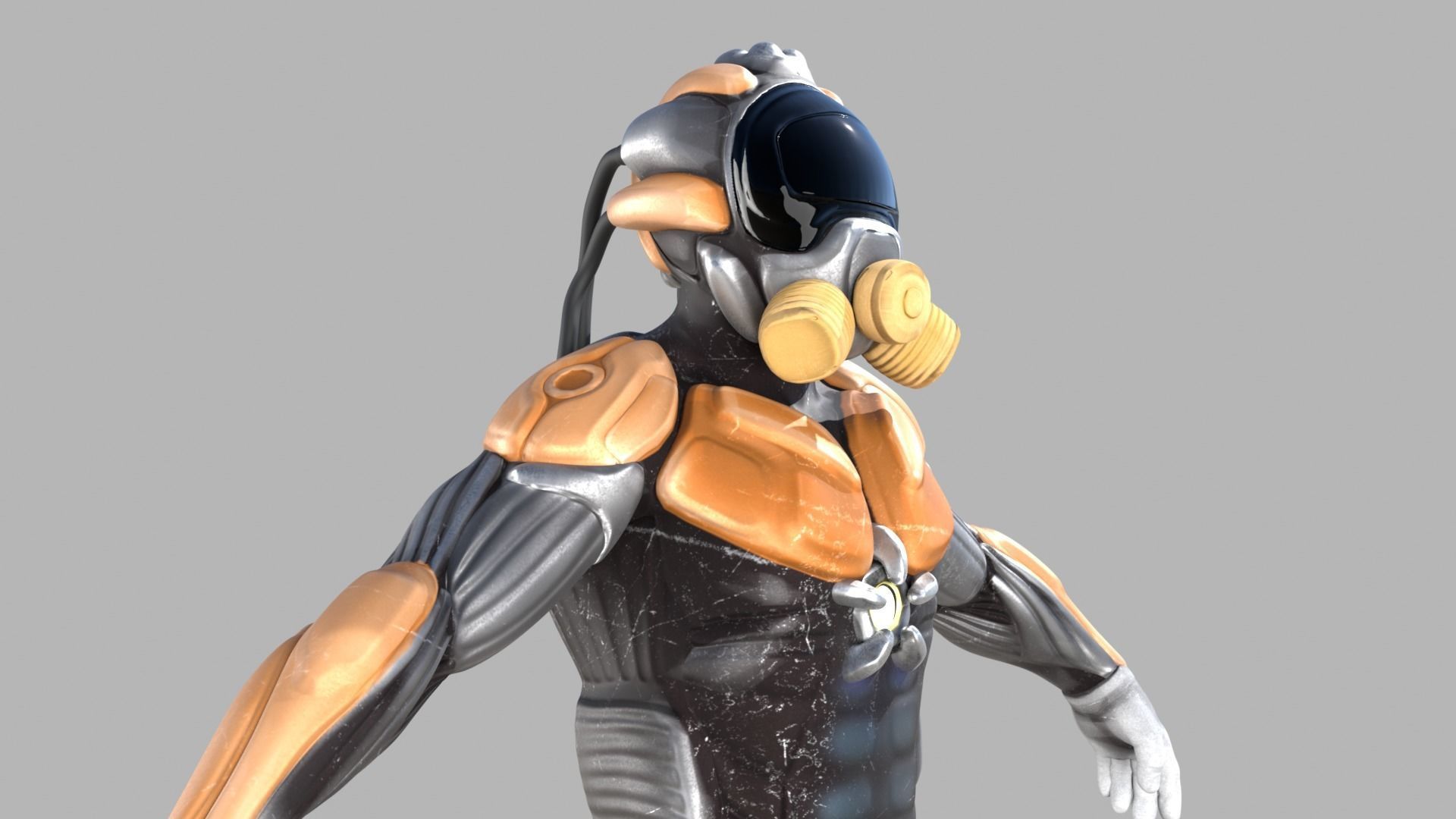 Sci fi warrior Low-poly 3D model_16