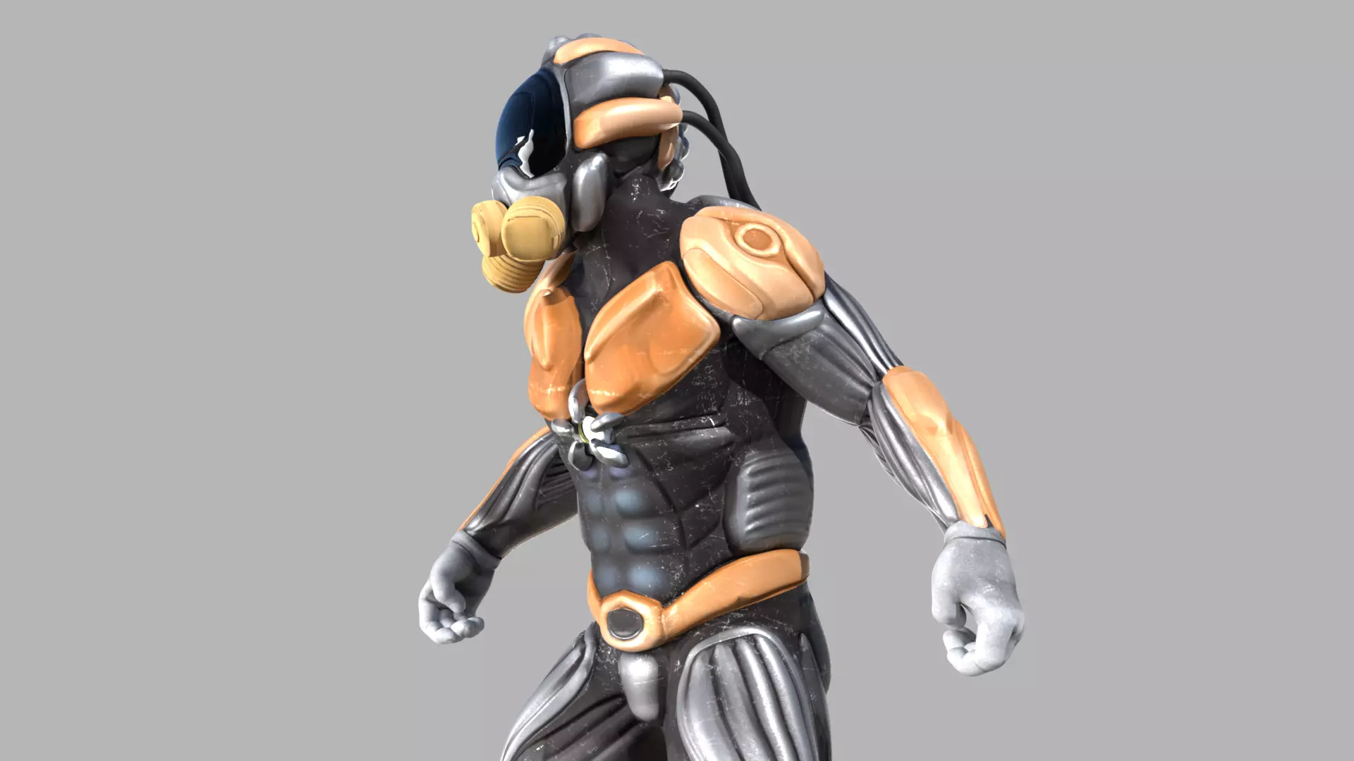 Sci fi warrior Low-poly 3D model_0