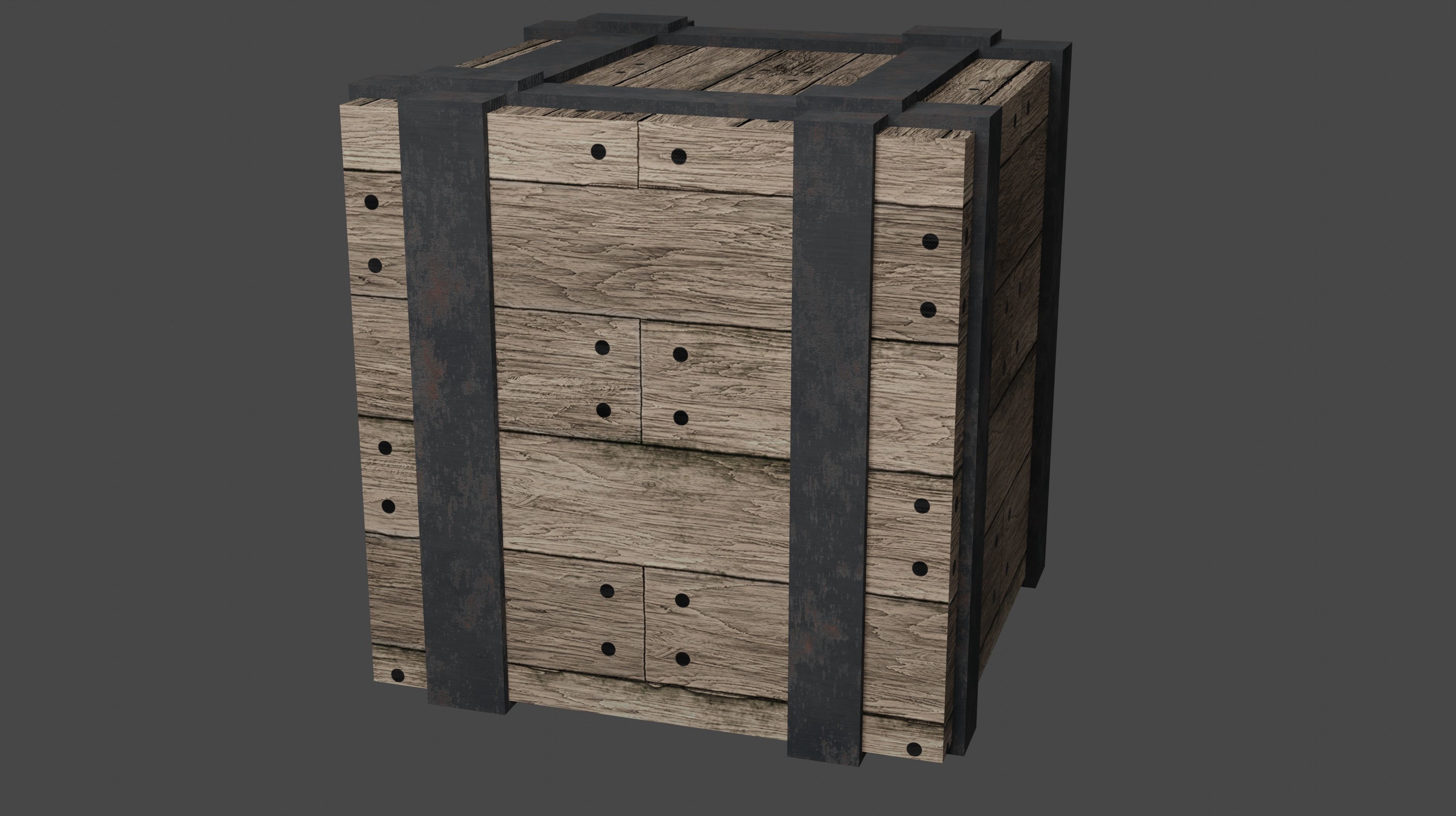 realistic pirates cannon pirates bottle binocular and ship box 3D model_10