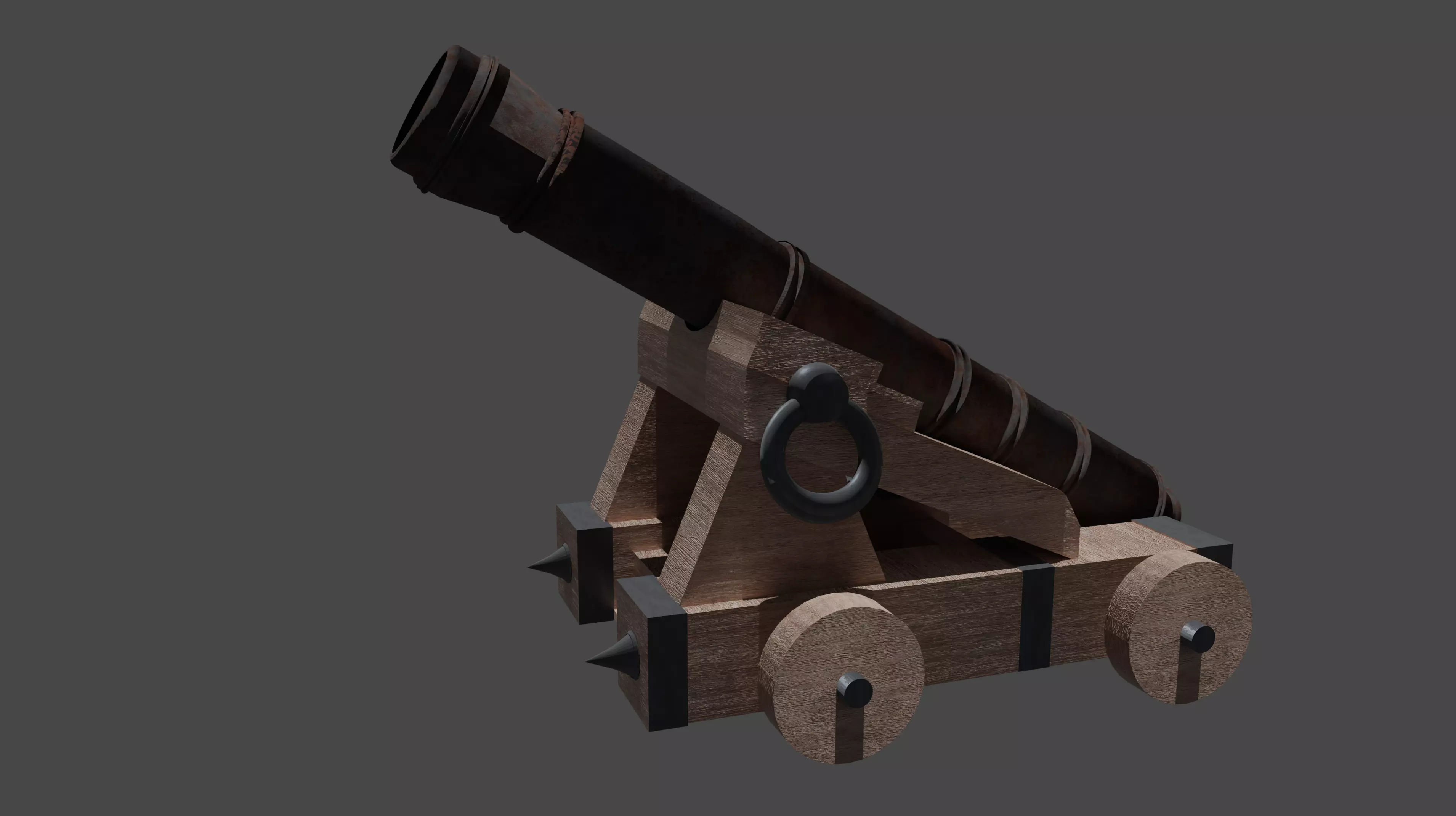 realistic pirates cannon pirates bottle binocular and ship box 3D model_0