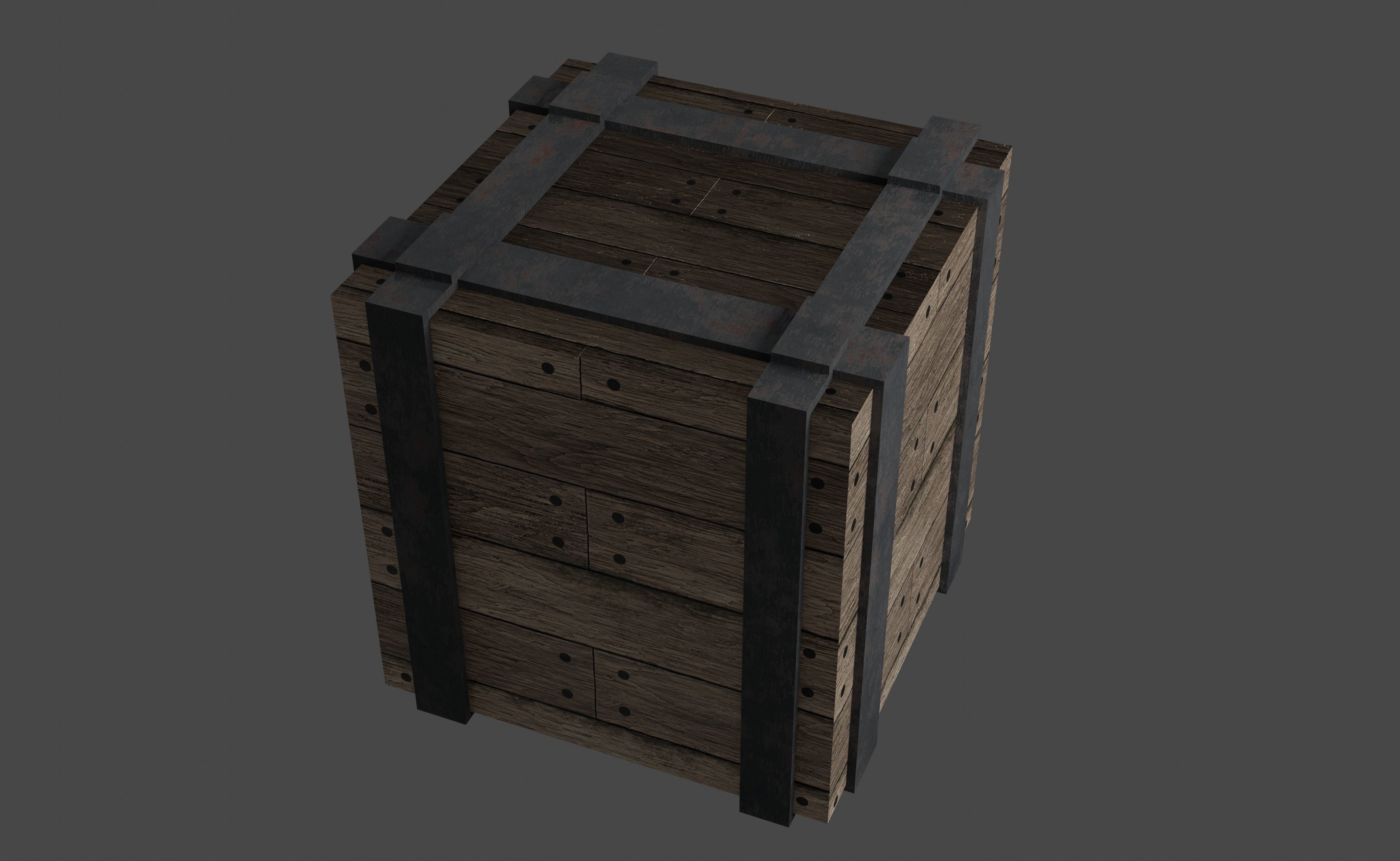 realistic pirates cannon pirates bottle binocular and ship box 3D model_8