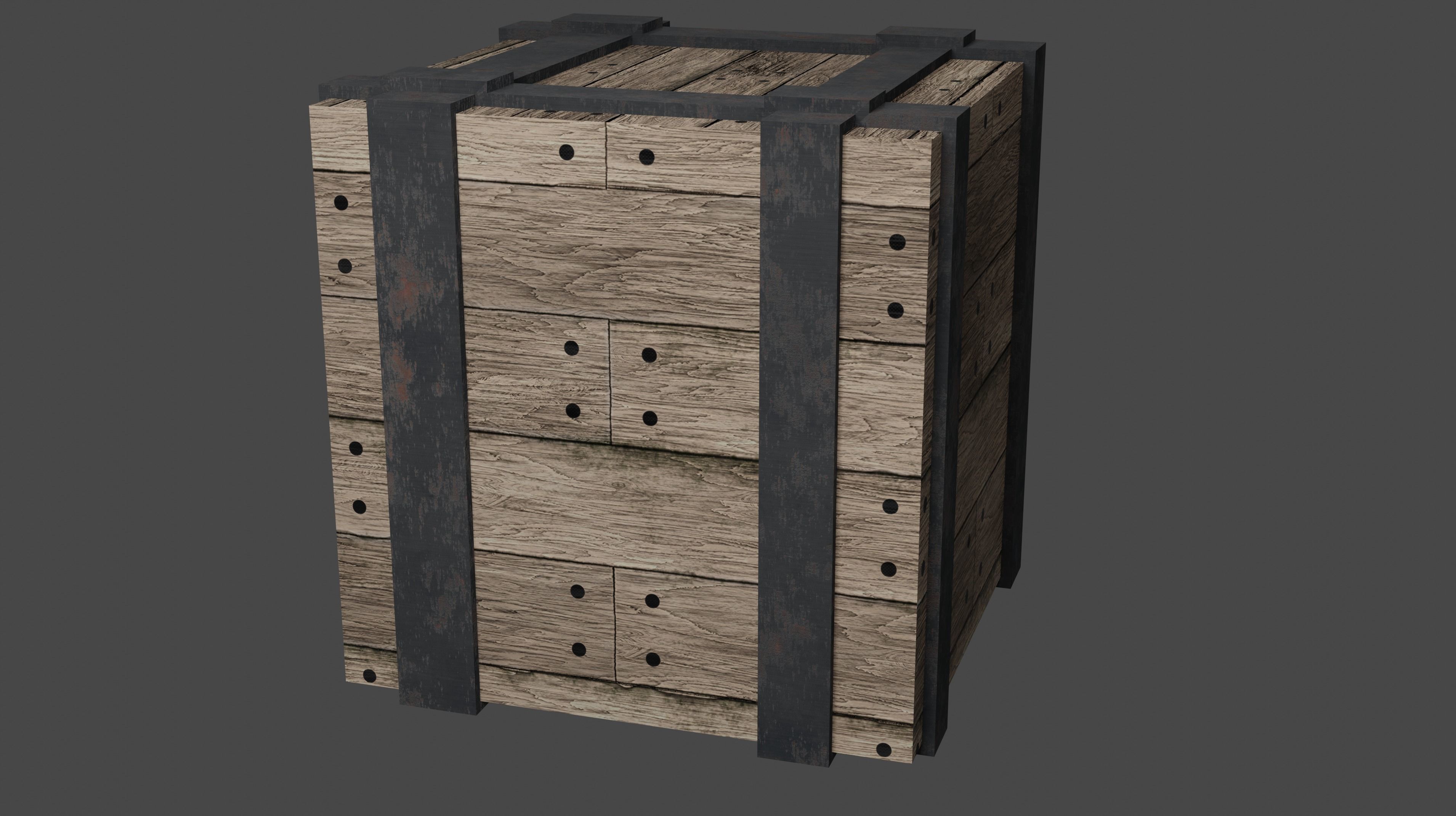 realistic pirates cannon pirates bottle binocular and ship box 3D model_12