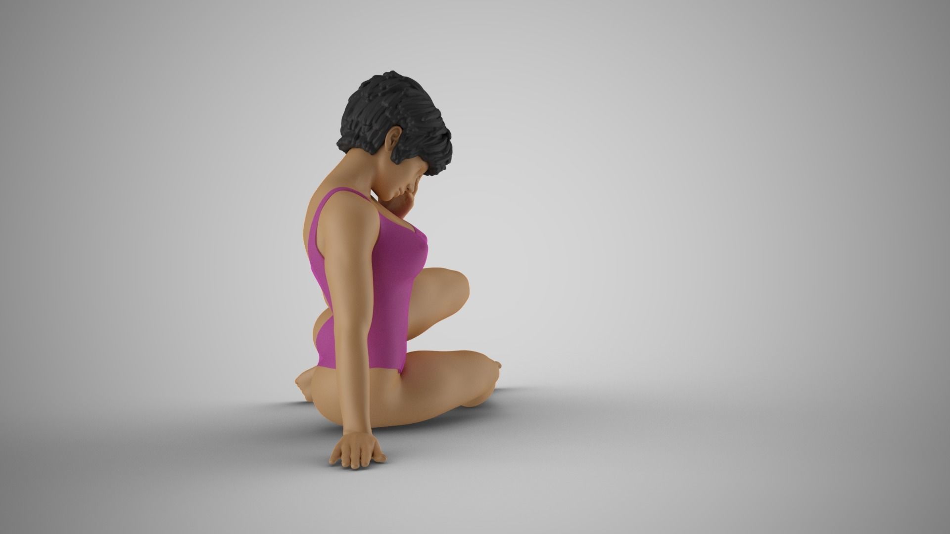Sad Girl on the Beach 3D print model_10