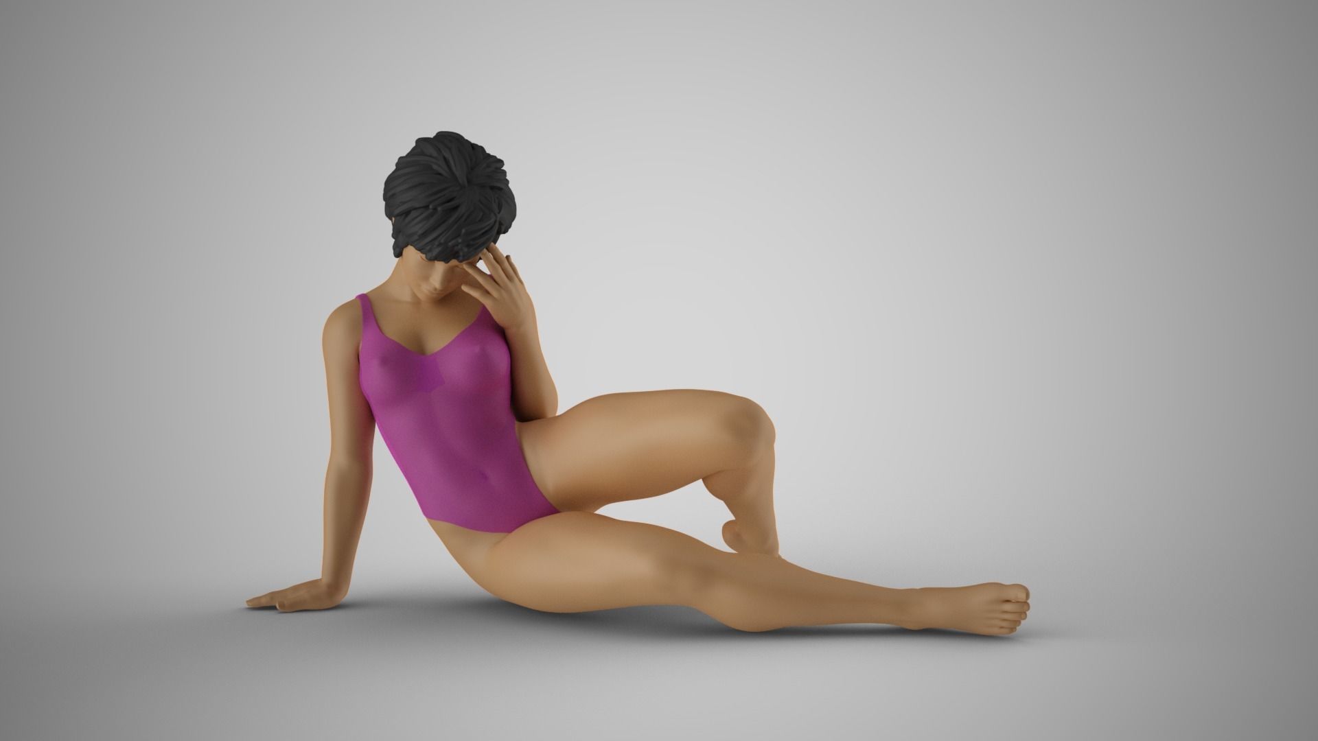 Sad Girl on the Beach 3D print model_4