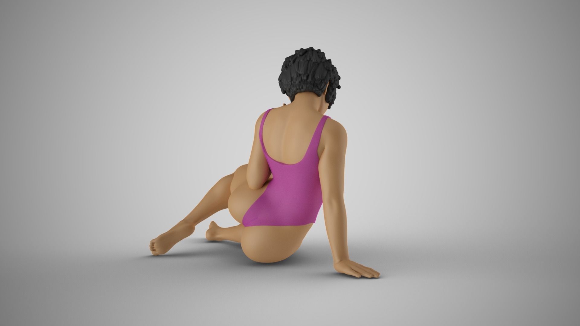 Sad Girl on the Beach 3D print model_9