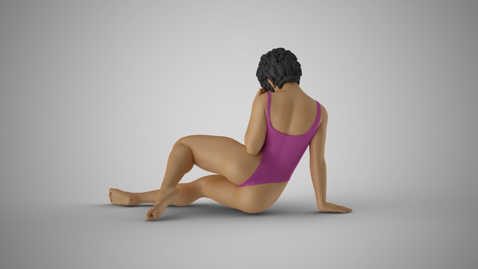 Sad Girl on the Beach 3D print model_8