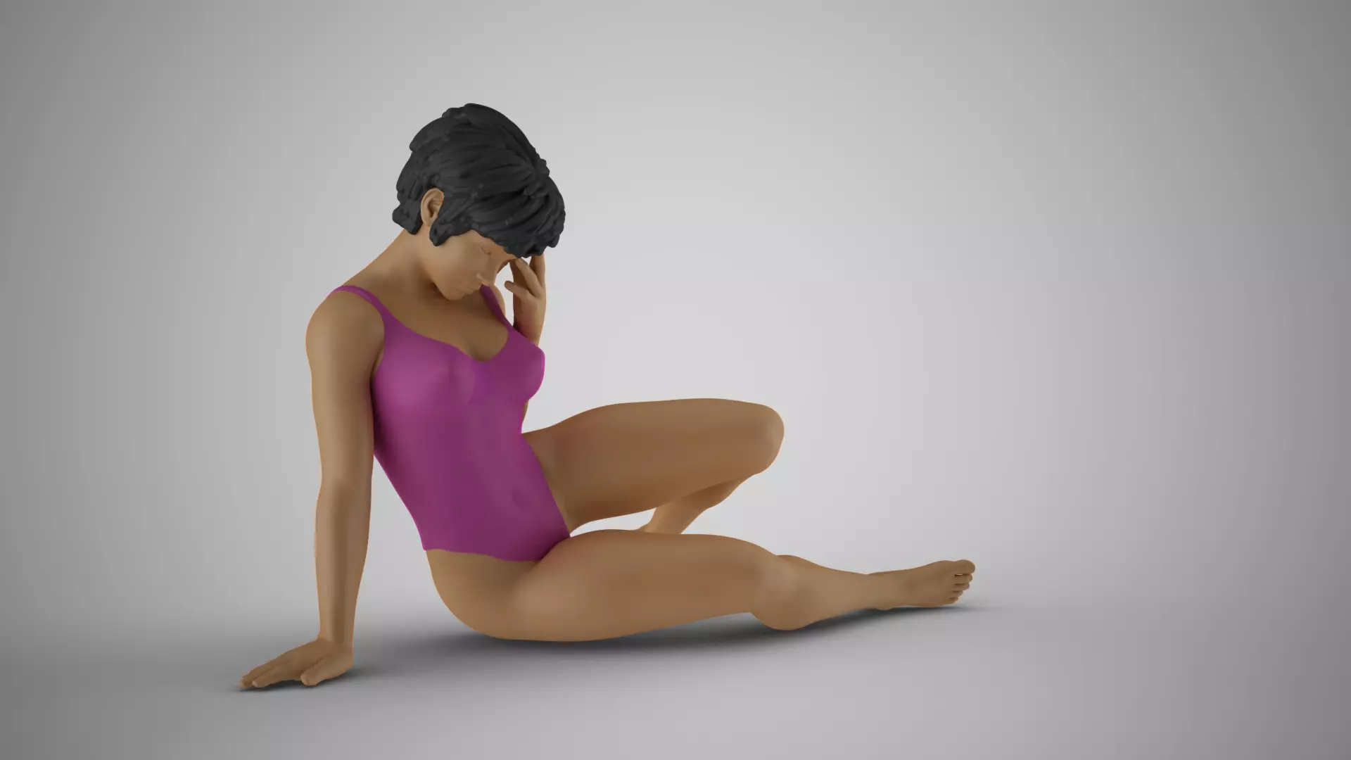 Sad Girl on the Beach 3D print model_0
