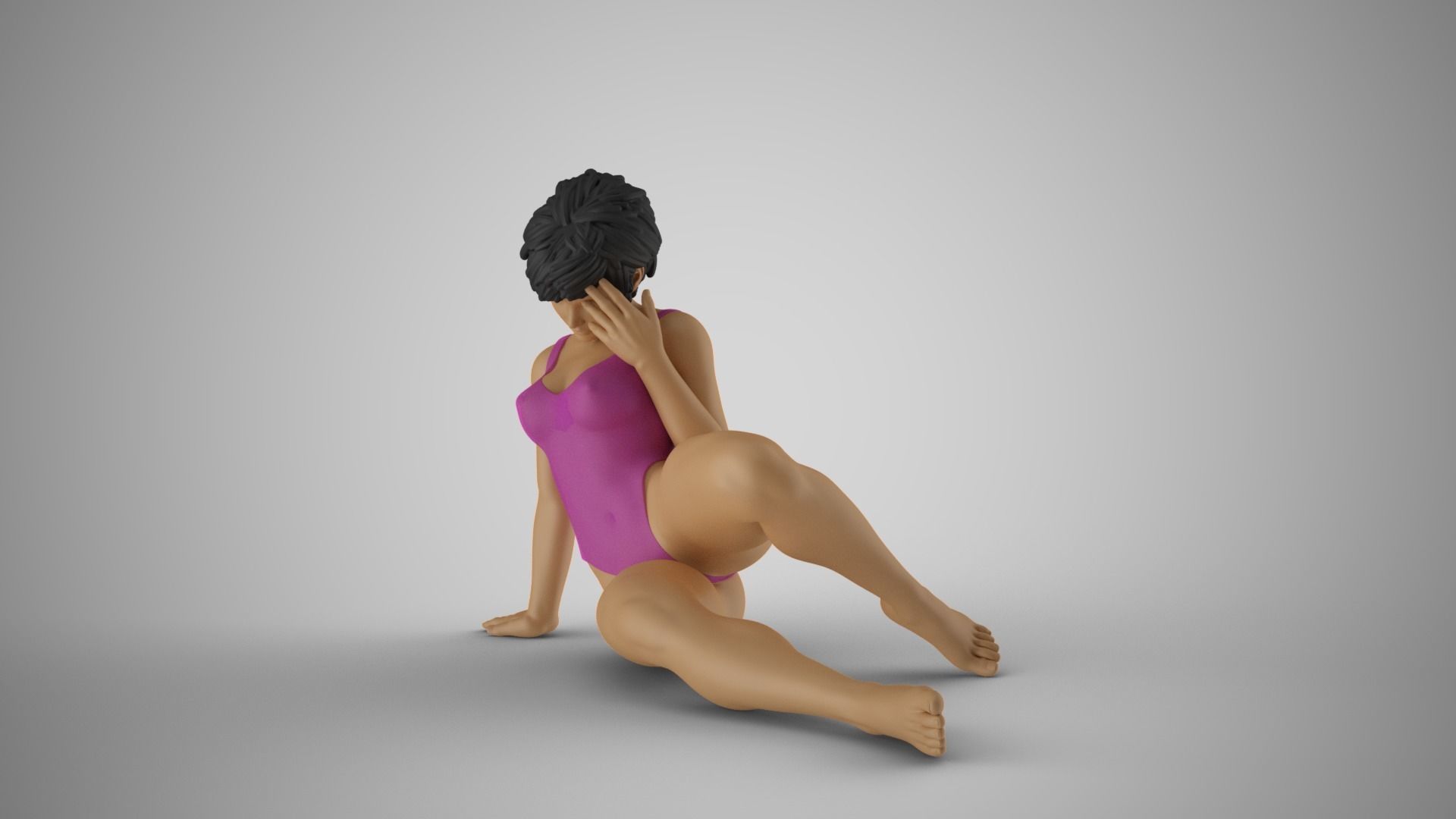 Sad Girl on the Beach 3D print model_5