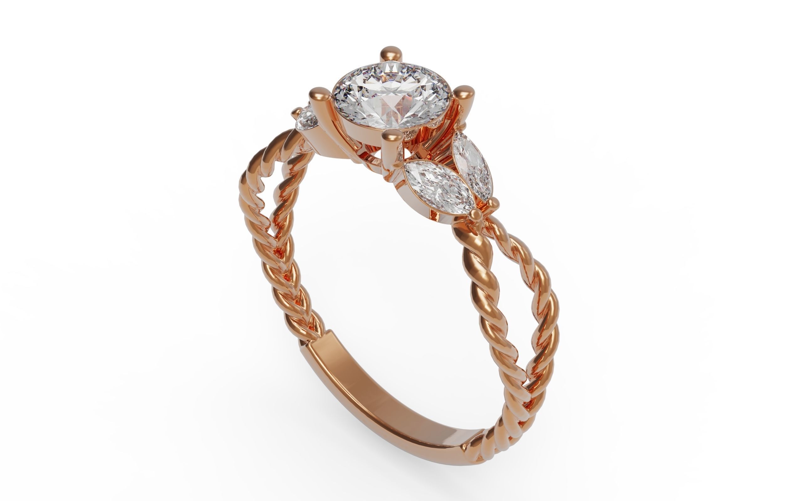 Solitaire Ring 3D print model_2