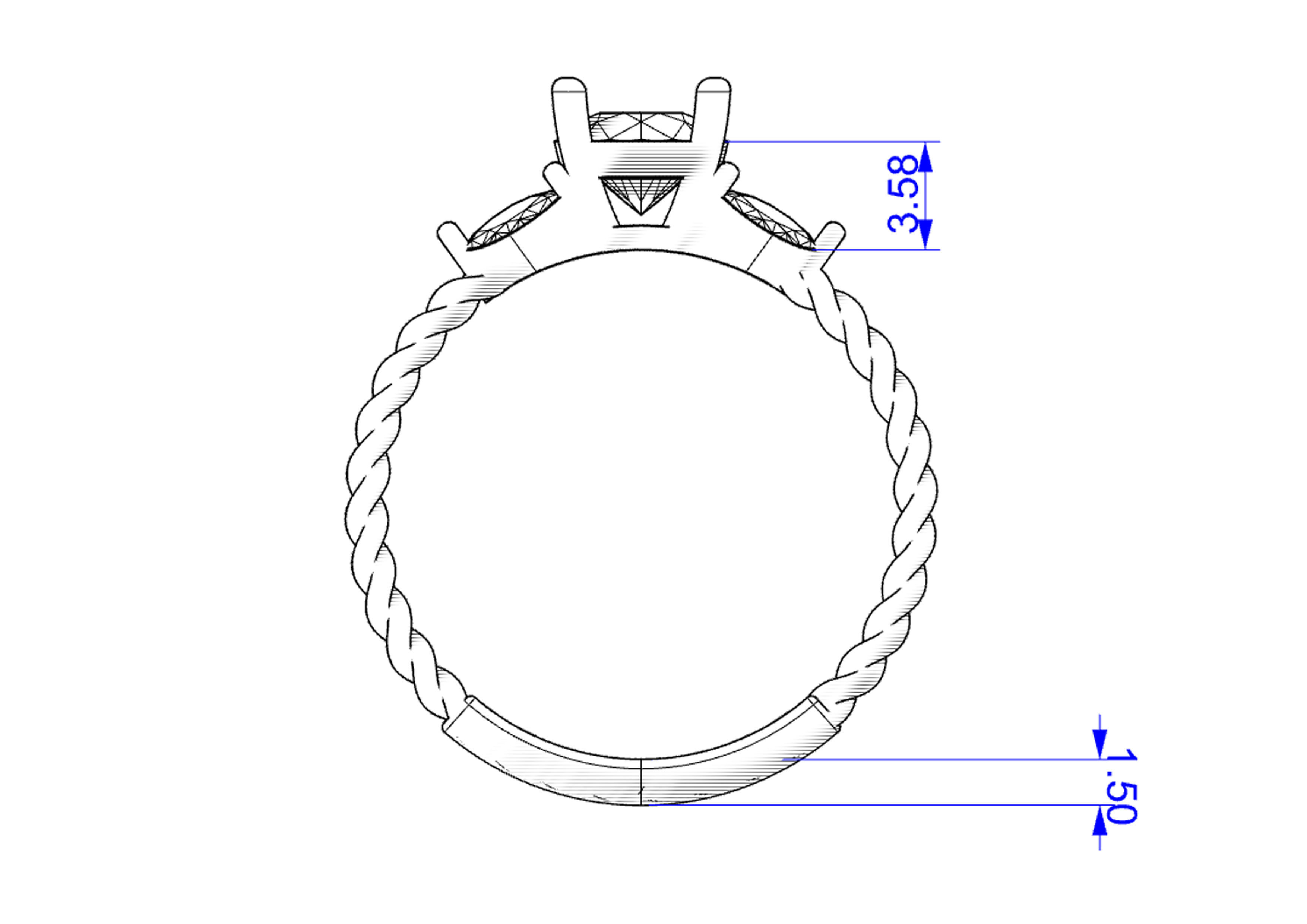 Solitaire Ring 3D print model_11