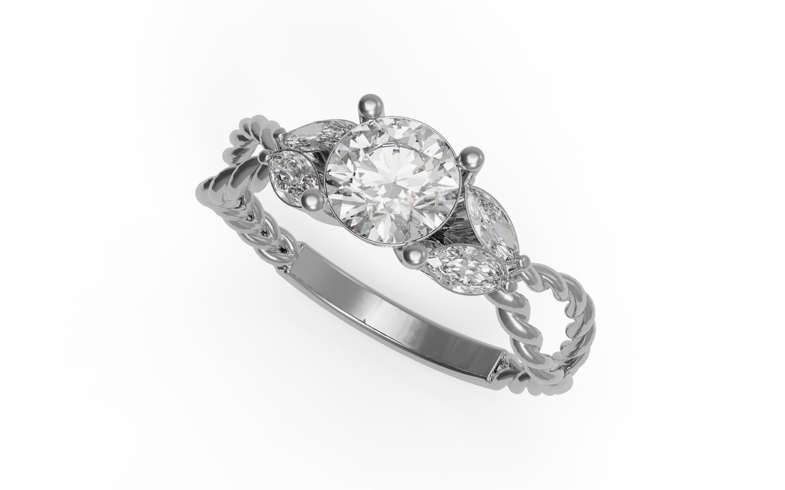 Solitaire Ring 3D print model_3