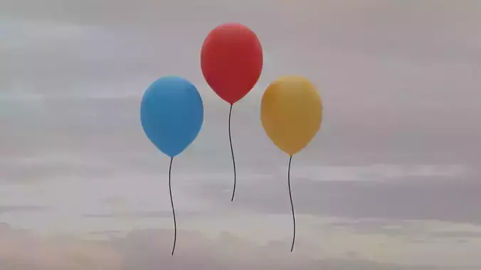 Red blue yellow balloon Free low-poly 3D model