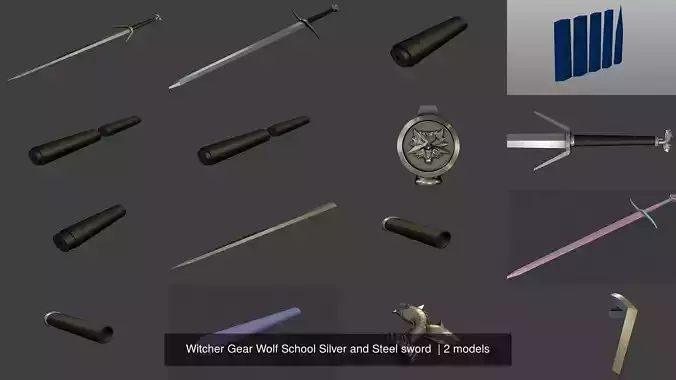 Witcher Gear Wolf School Silver and Steel sword 