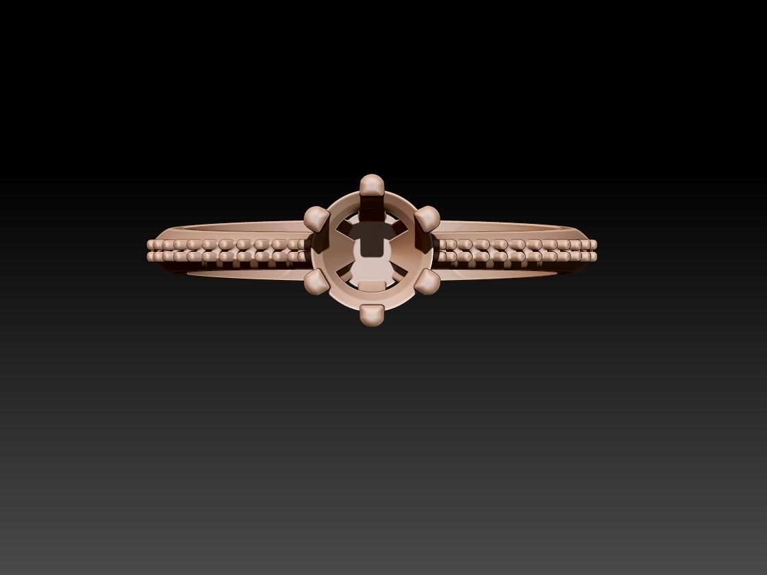 Solitaire Ring 3D print model_5