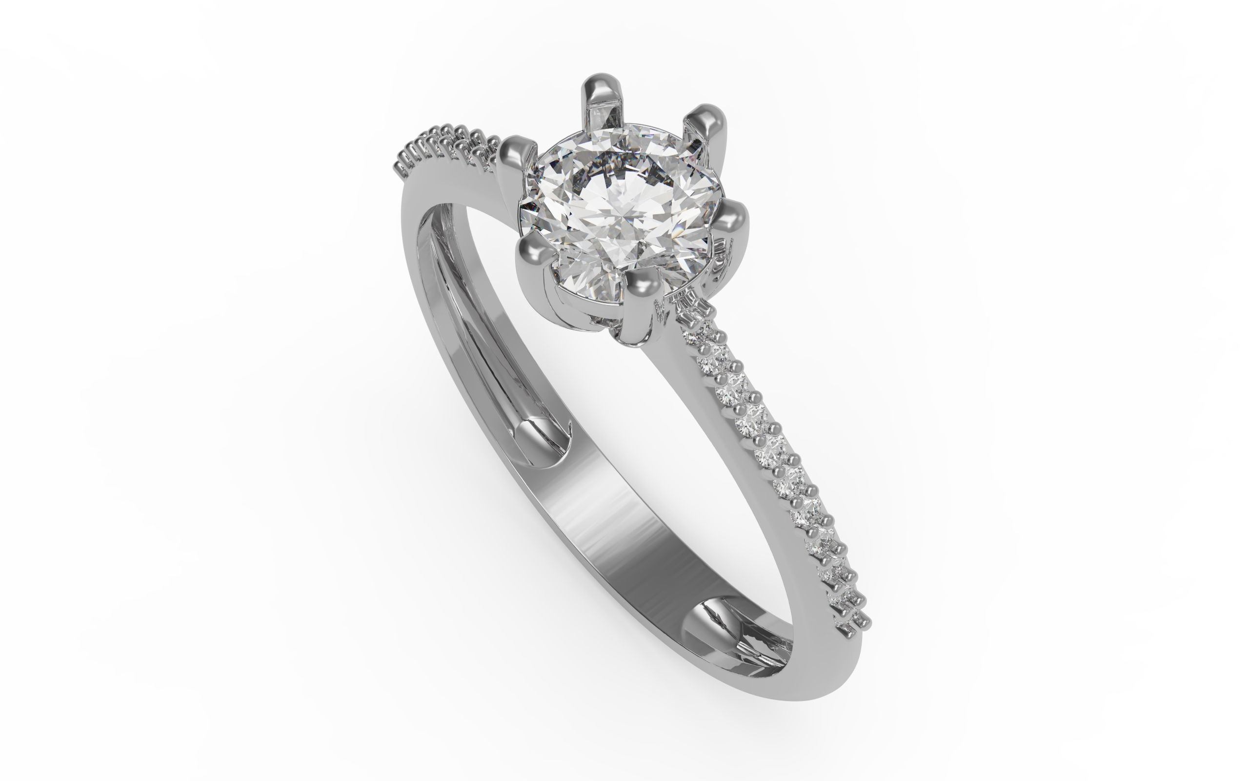Solitaire Ring 3D print model_3