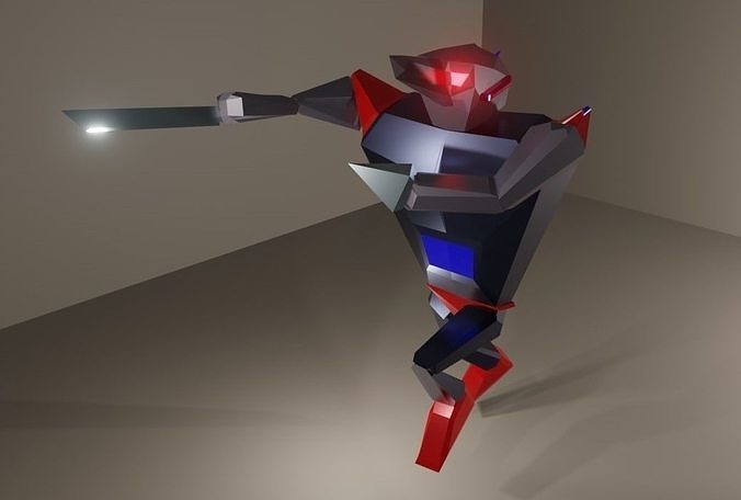 Robot Mecha rigged character model  Low-poly 3D model