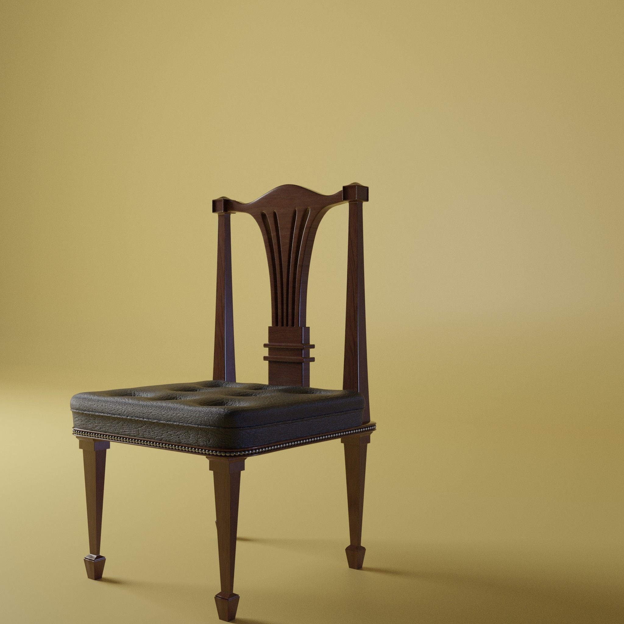 Medieval chair 3D model_2