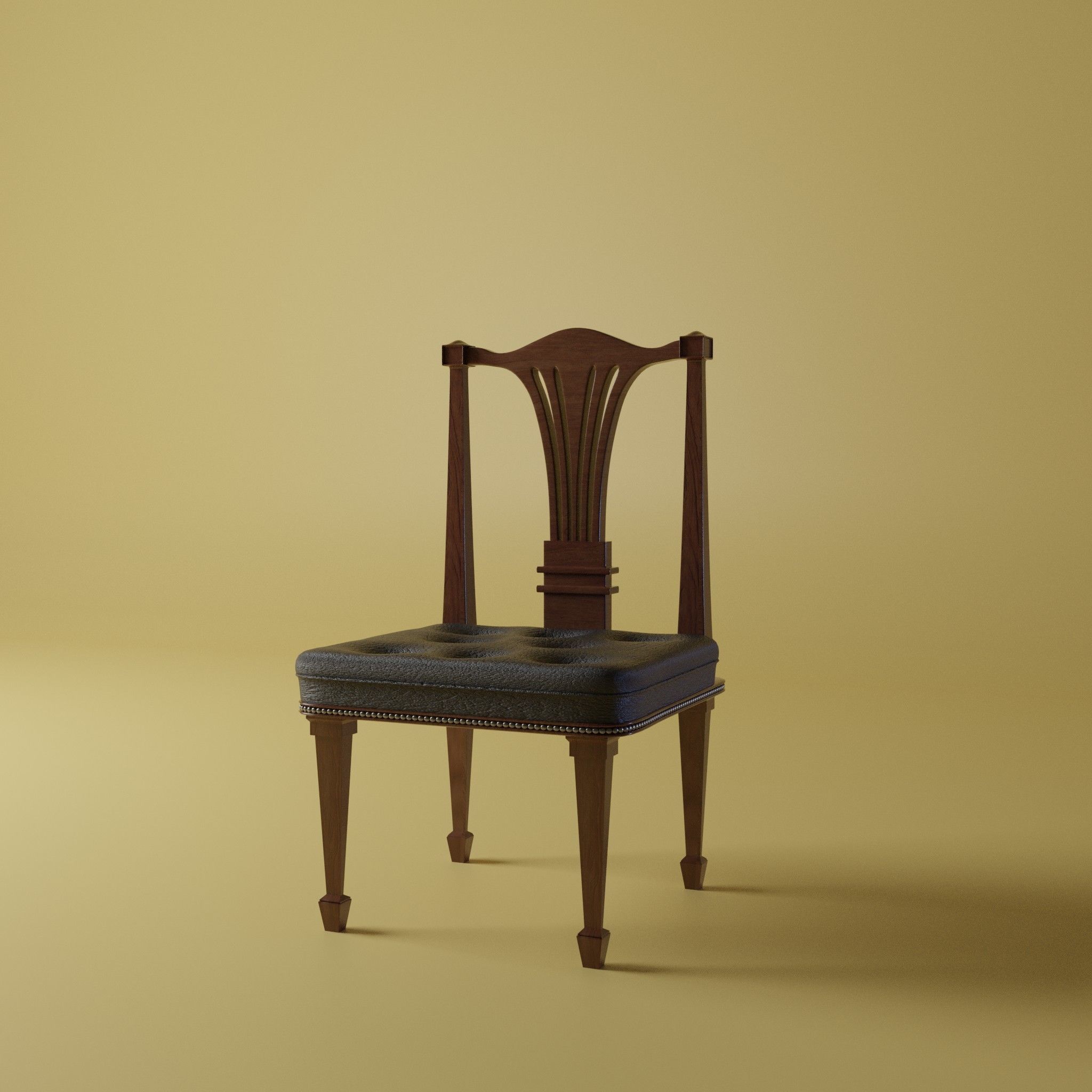 Medieval chair 3D model_3