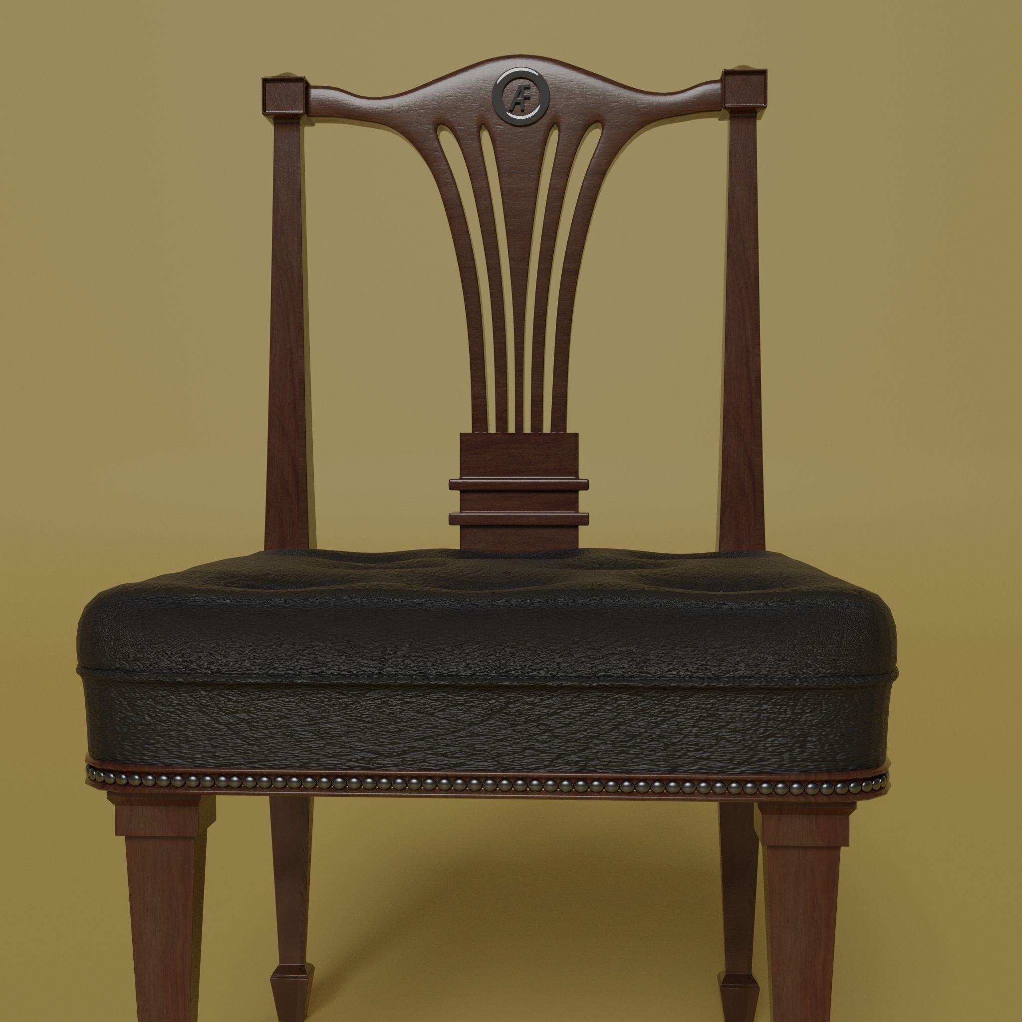 Medieval chair 3D model_5
