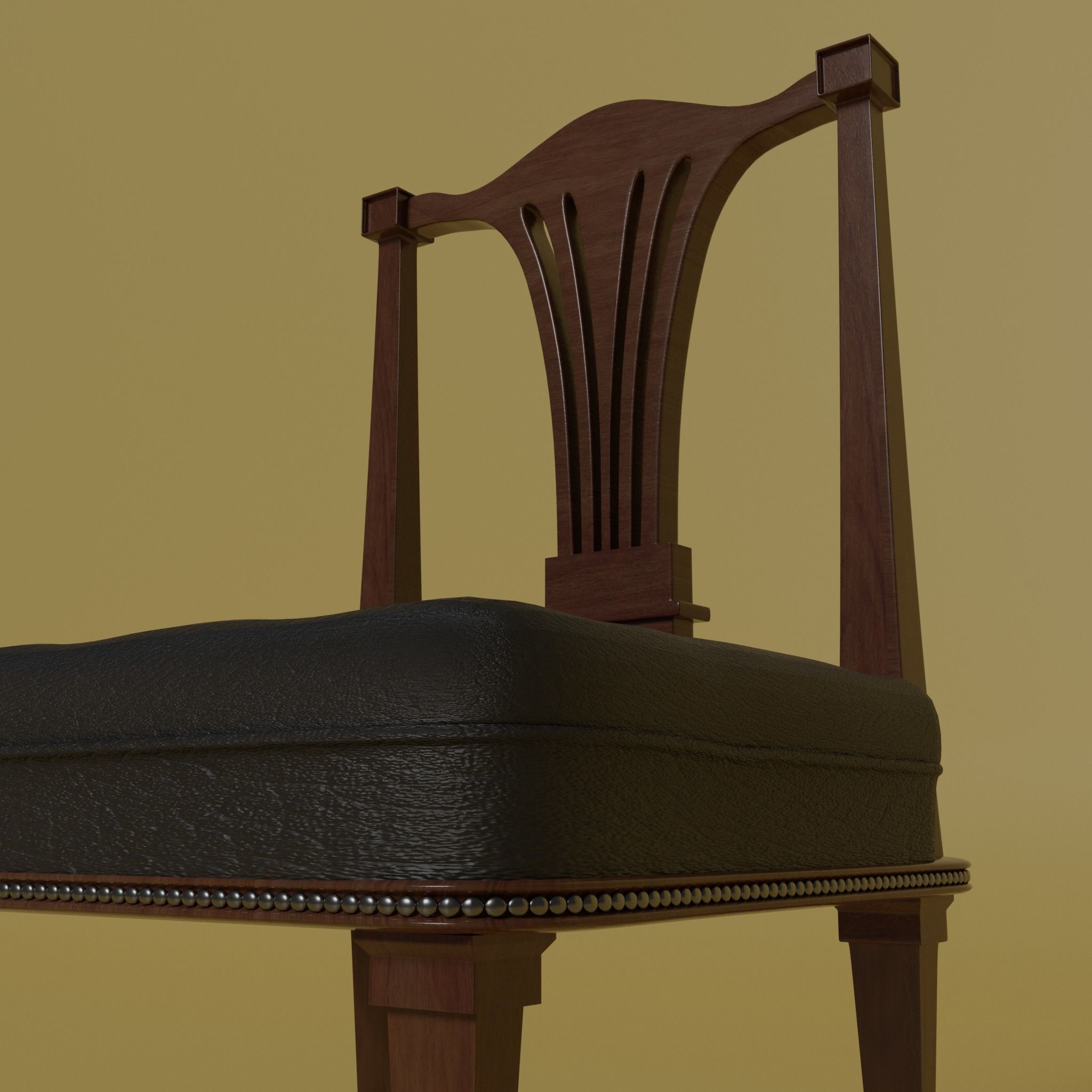 Medieval chair 3D model_4