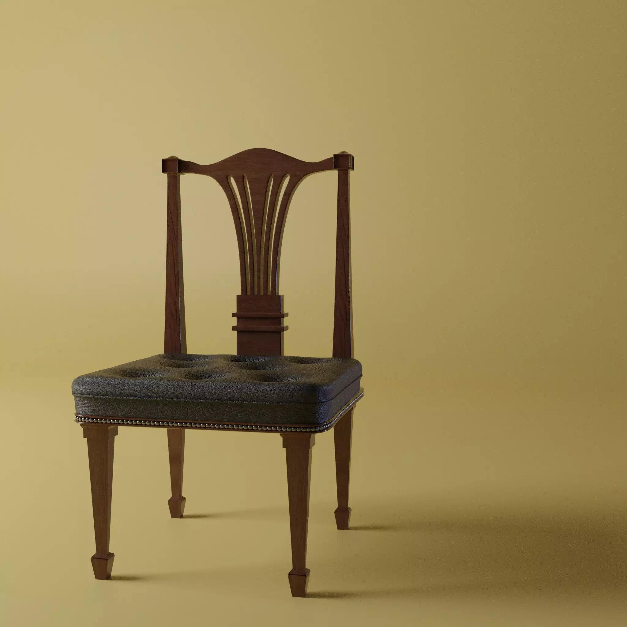 Medieval chair 3D model_0