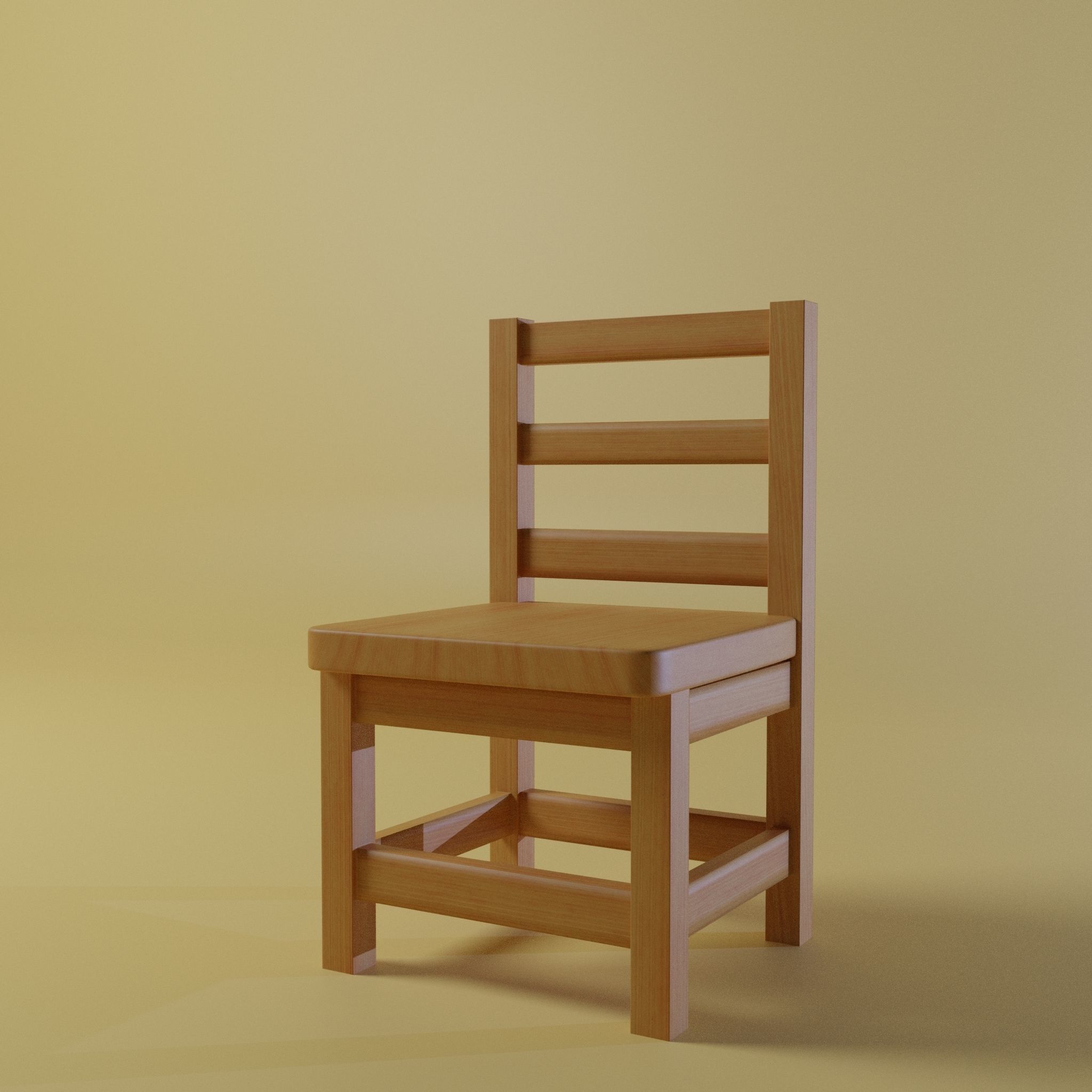 Simple village chair 3D model_1