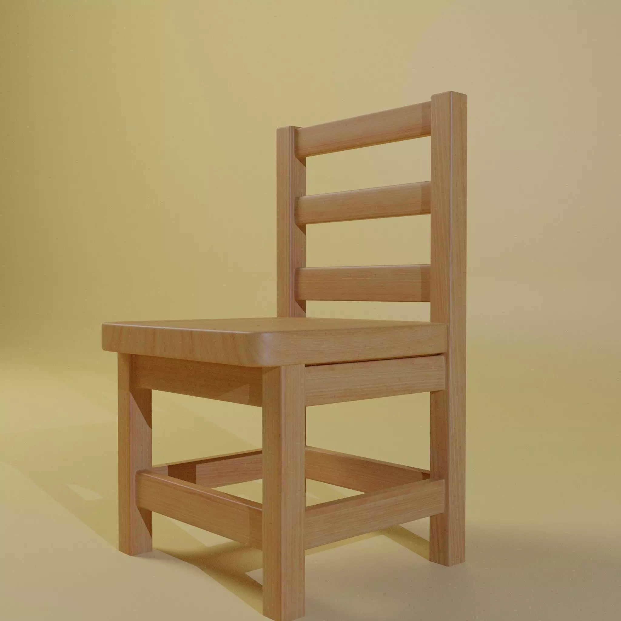 Simple village chair 3D model_0