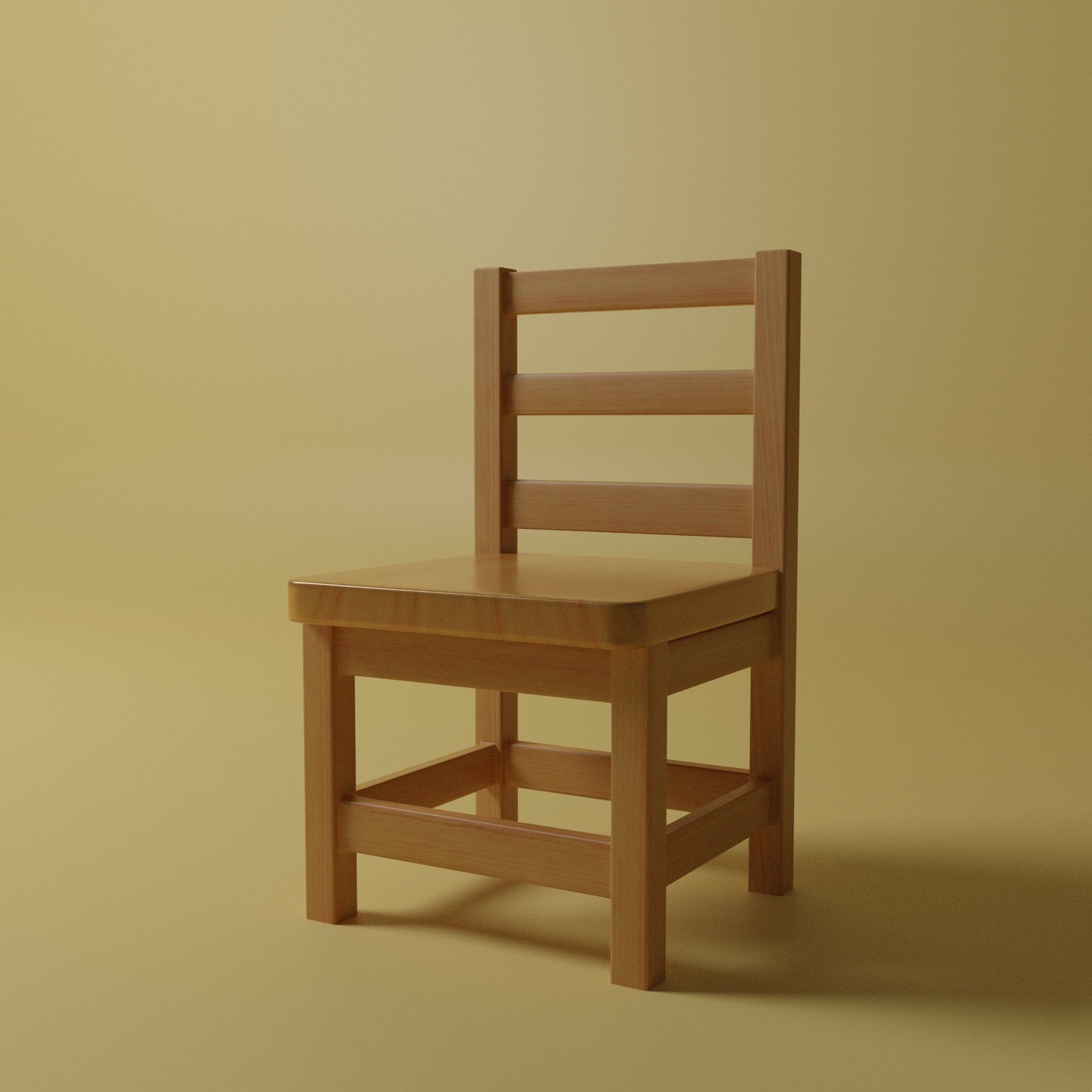 Simple village chair 3D model_2
