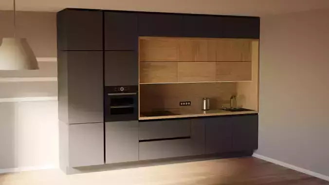 DarkKitchen kitchen with cabinets and wooden floor