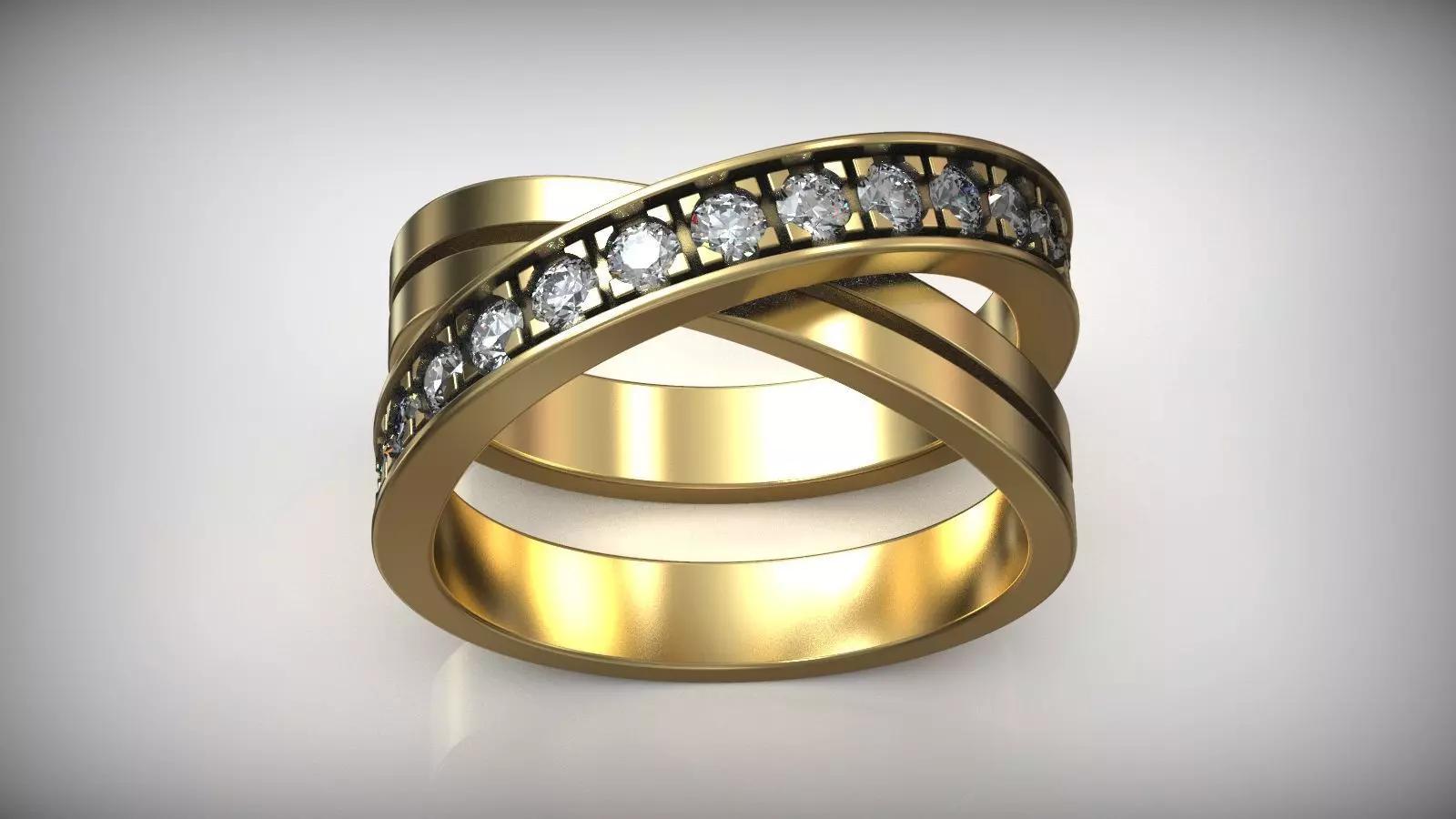 Etin Ribbon Gold Diamond Luxury Ring Free 3D print model