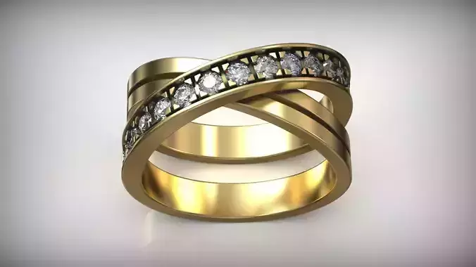 Etin Ribbon Gold Diamond Luxury Ring