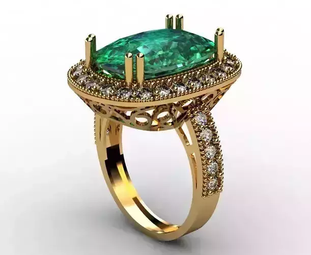 halo wedding ring set 3D print model Low-poly 3D model