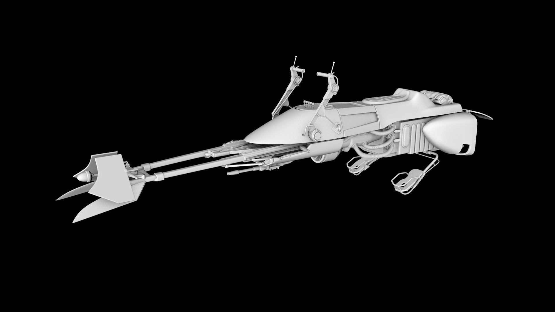 Mandalorian - Speeder bike with Yoda 3D print model_23