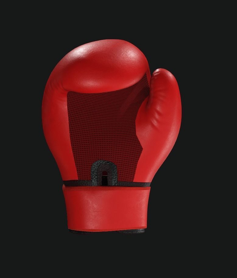 Boxing Gloves-Red Low-poly 3D model_4