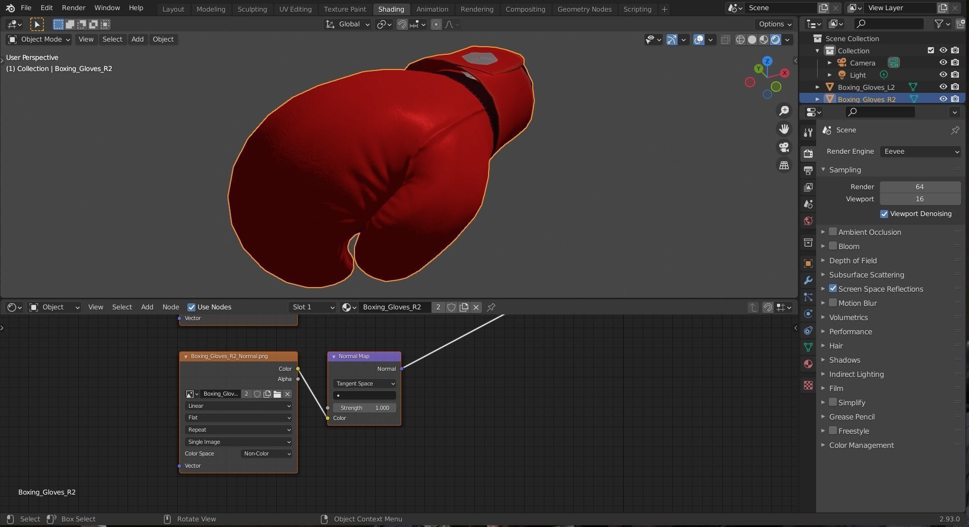 Boxing Gloves-Red Low-poly 3D model_5