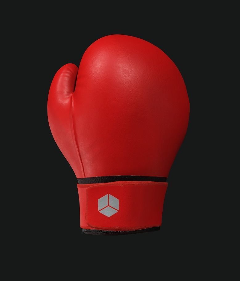 Boxing Gloves-Red Low-poly 3D model_2