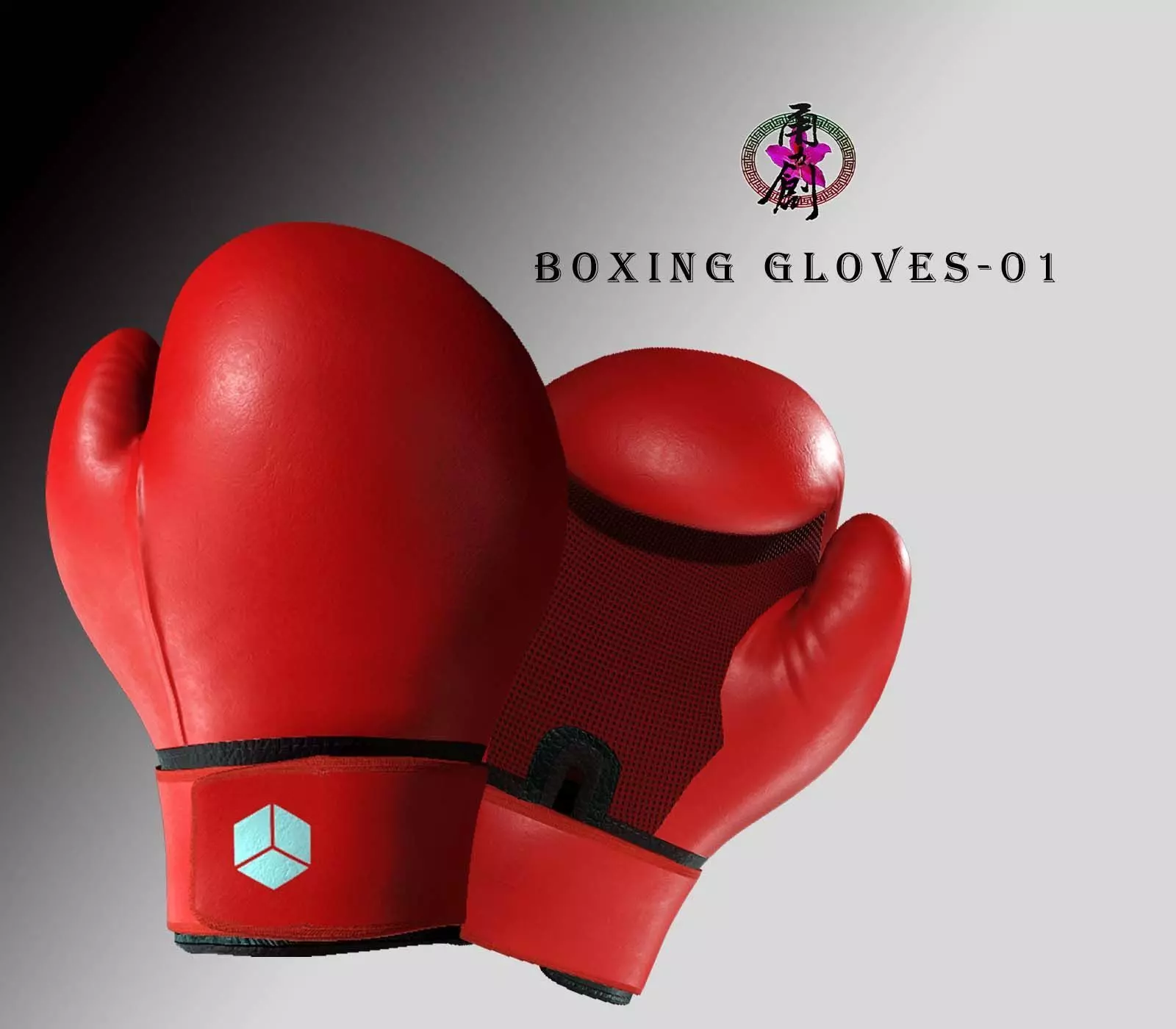 Boxing Gloves-Red Low-poly 3D model_0