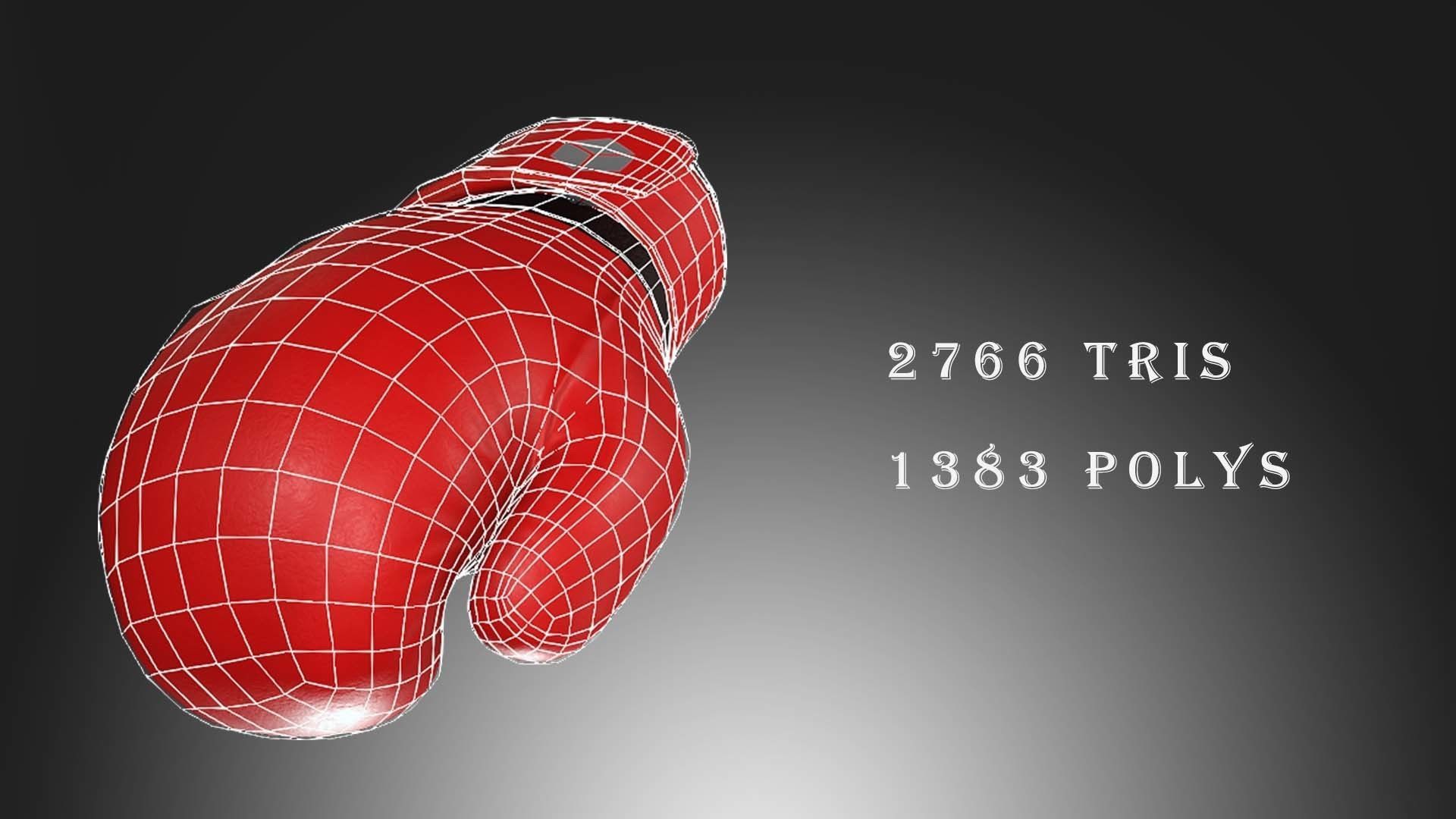Boxing Gloves-Red Low-poly 3D model_1