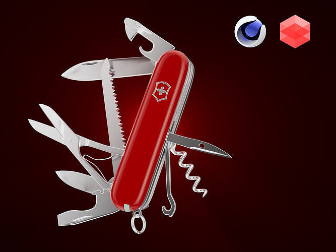 Project file Cinema 4D and Redshift - Victorinox Huntsman 3D model