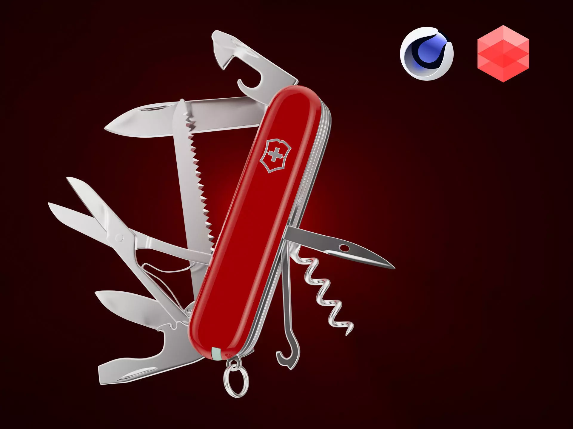 Project file Cinema 4D and Redshift - Victorinox Huntsman 3D model