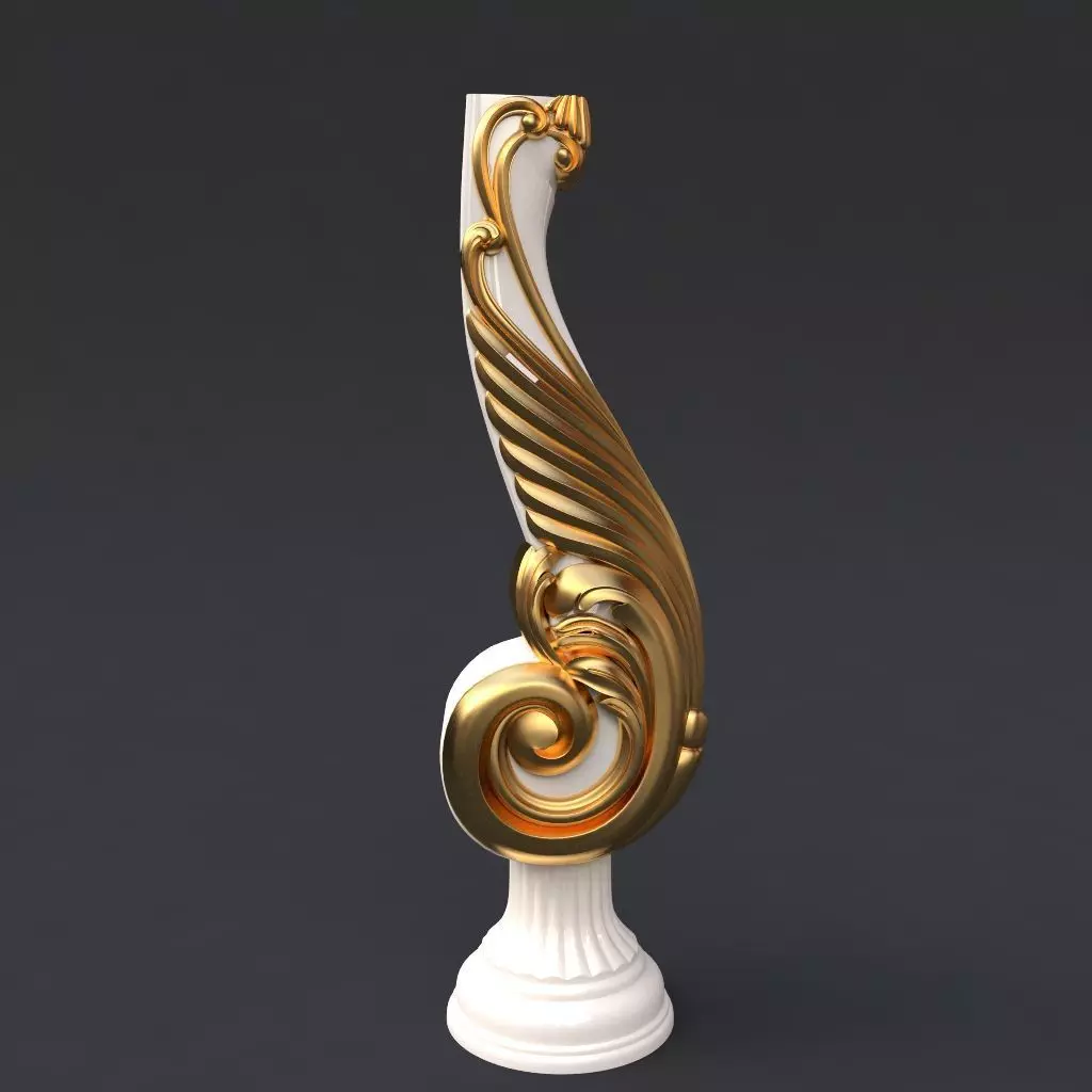 stair entry post 3D model_0