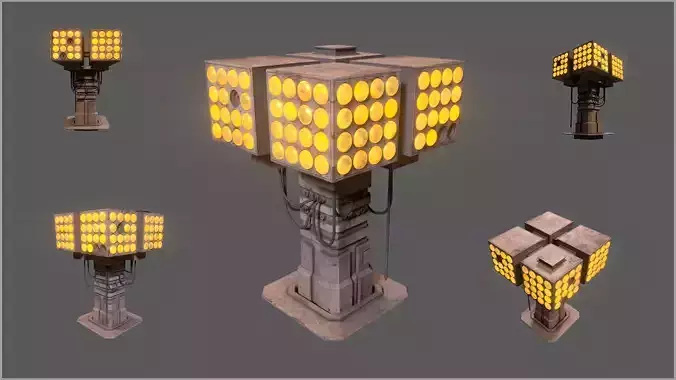 Stylized Sci-Fi Processing Station Low-poly 3D model