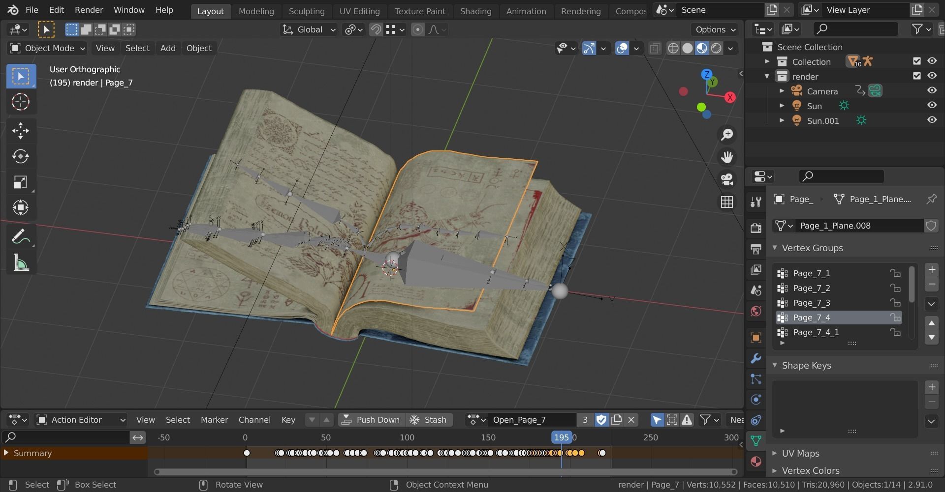 Old Magic Book Openable Low-poly 3D model_23