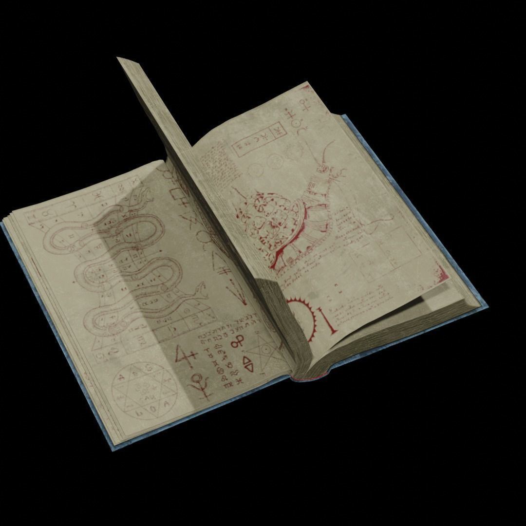 Old Magic Book Openable Low-poly 3D model_5