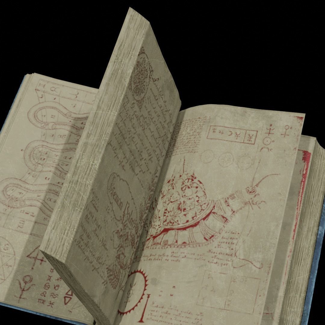 Old Magic Book Openable Low-poly 3D model_7