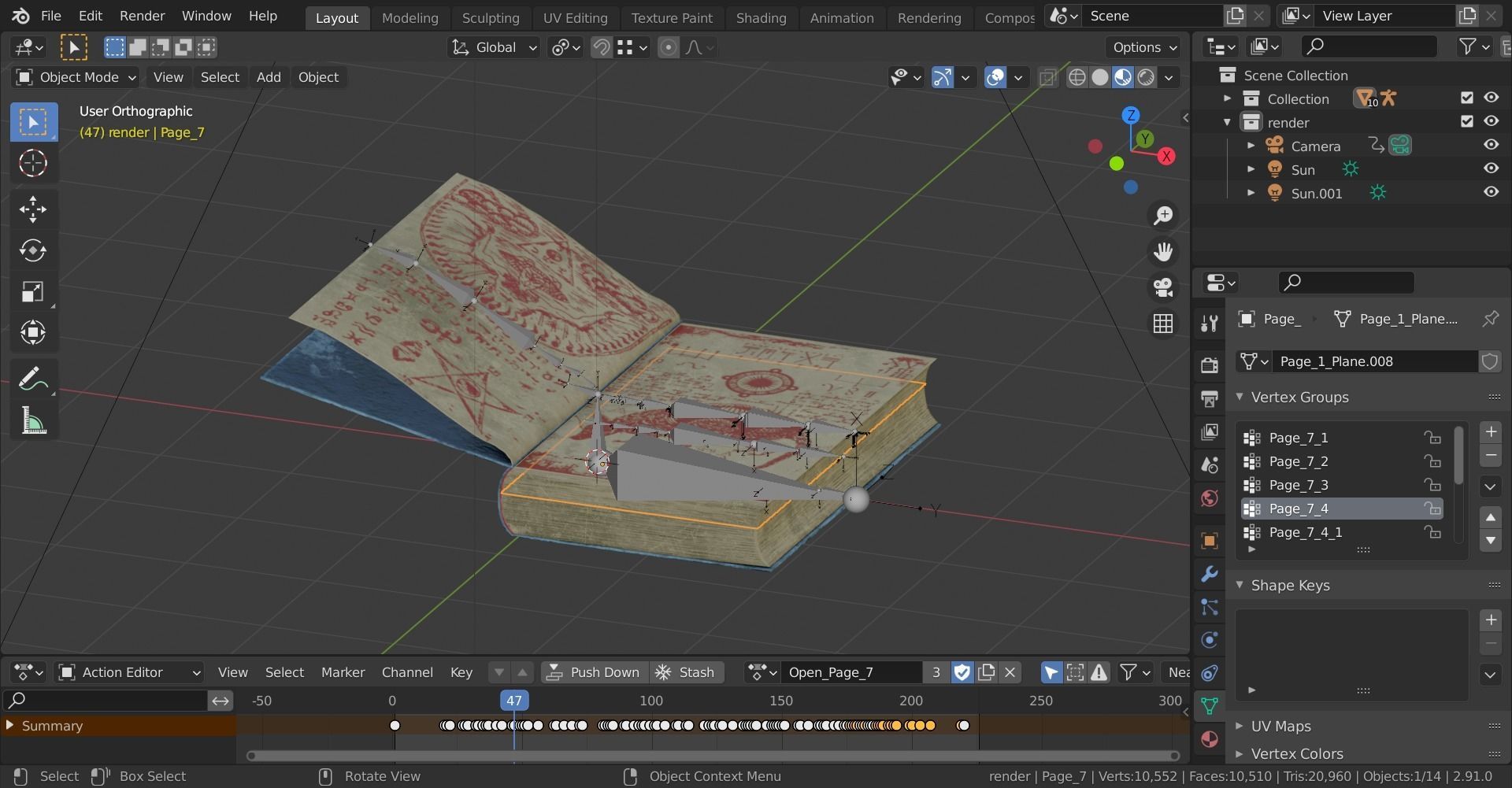 Old Magic Book Openable Low-poly 3D model_20