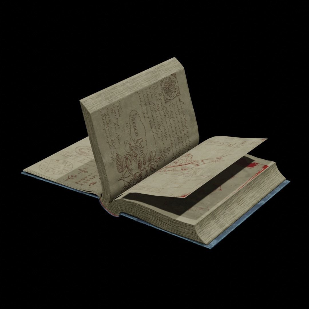Old Magic Book Openable Low-poly 3D model_6