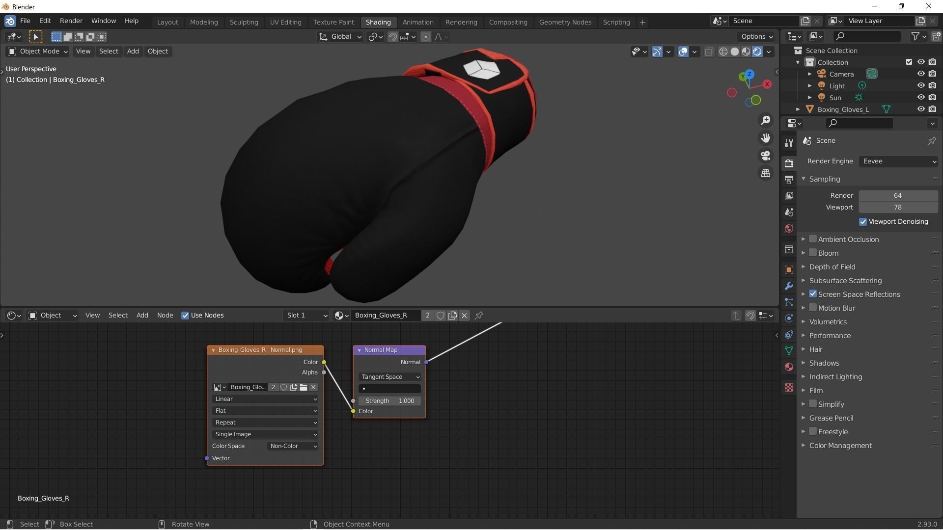 Boxing Glove-Black Low-poly 3D model_6