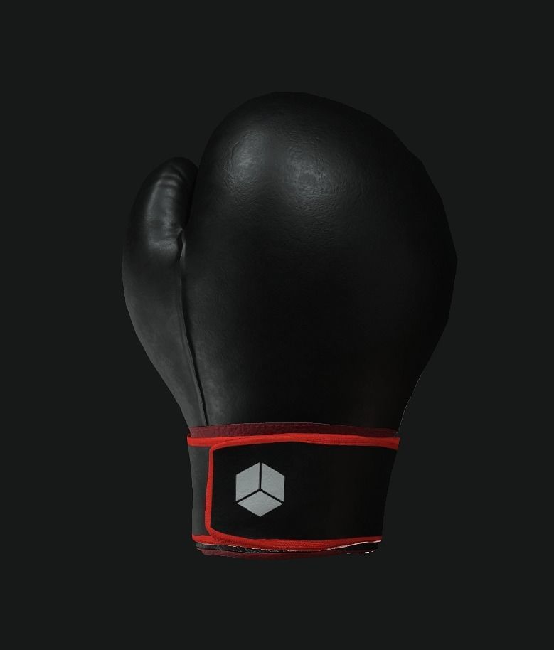 Boxing Glove-Black Low-poly 3D model_2